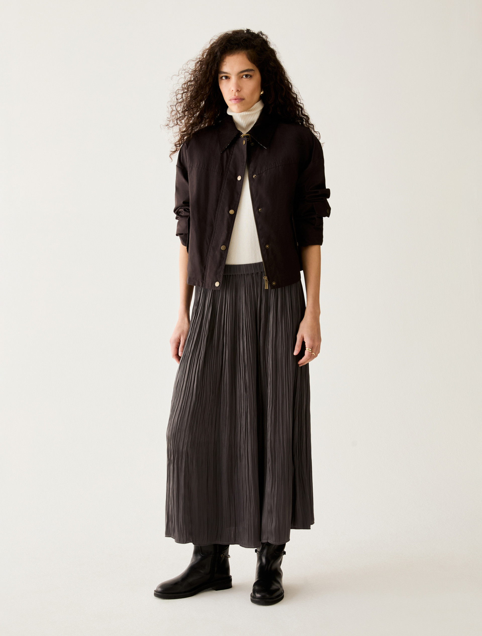 Crinkle satin midi skirt - PEWTER - Pennyblack - 1