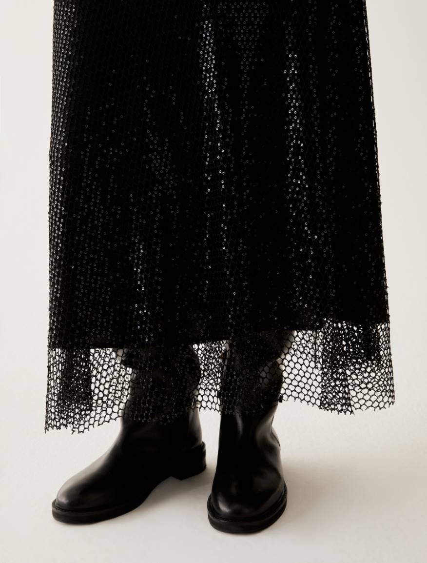 Sequinned mesh skirt - BLACK - Pennyblack - 4