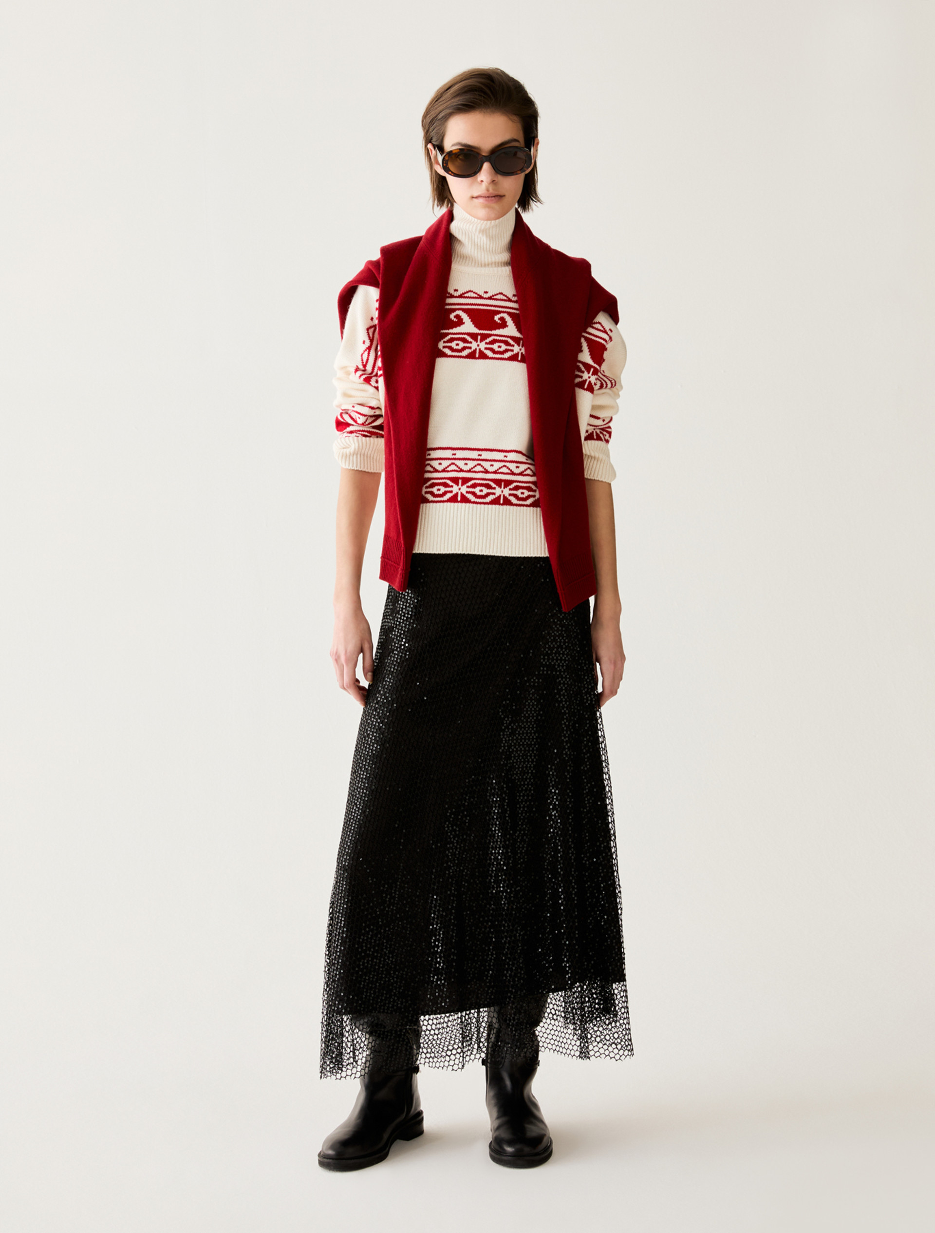 Sequinned mesh skirt - BLACK - Pennyblack - 5