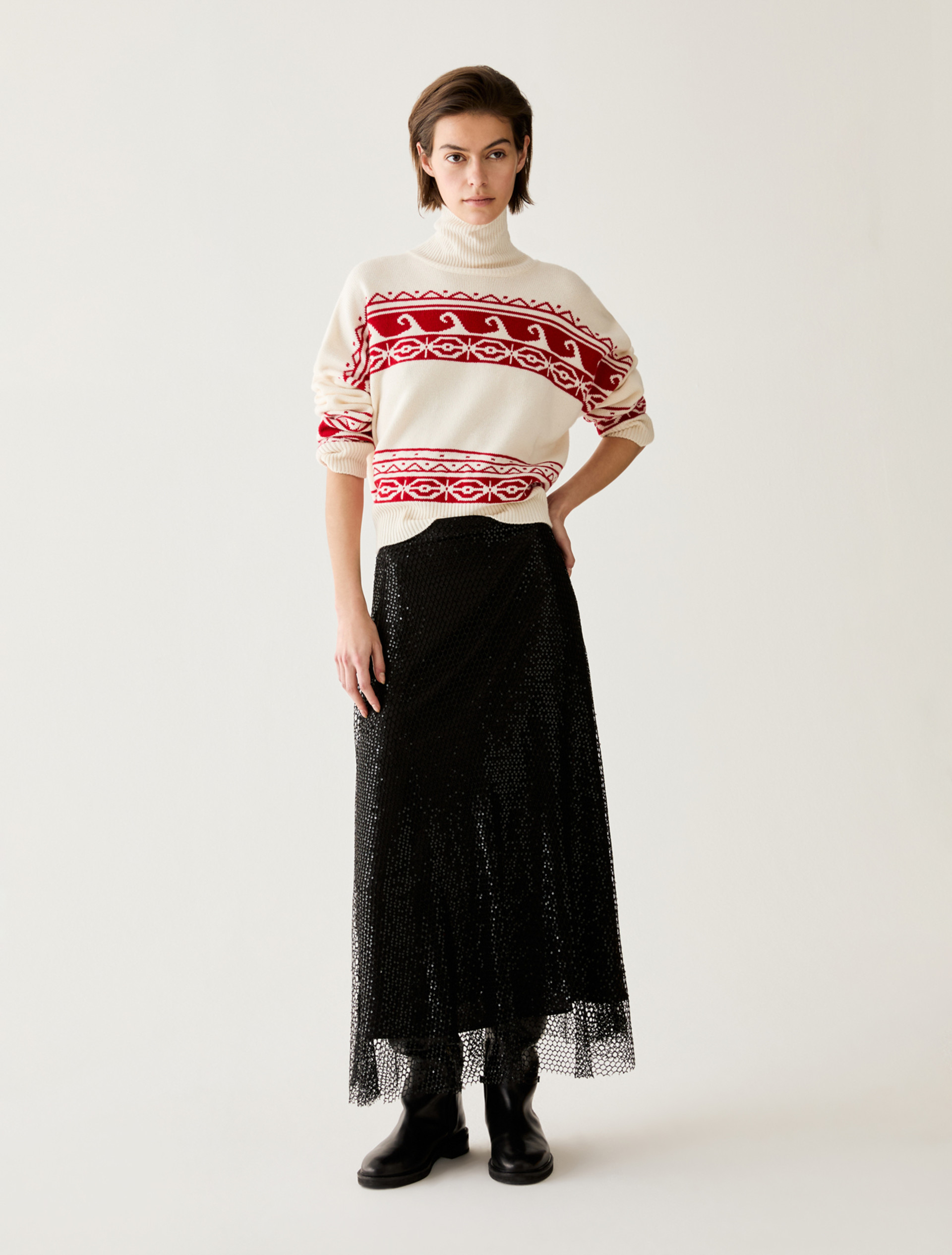 Sequinned mesh skirt - BLACK - Pennyblack - 1