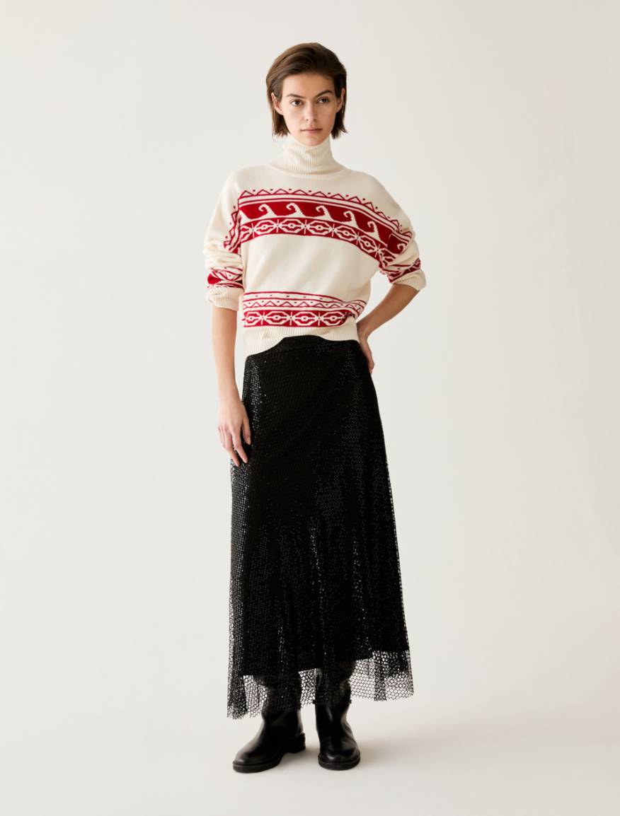 Sequinned mesh skirt - BLACK - Pennyblack