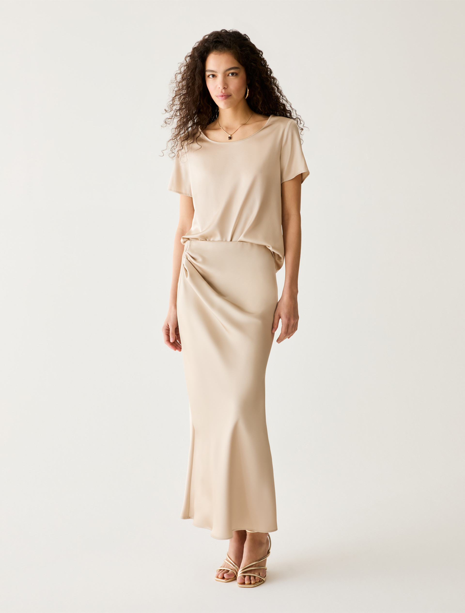 Draped satin skirt - ALMOND - Pennyblack - 1