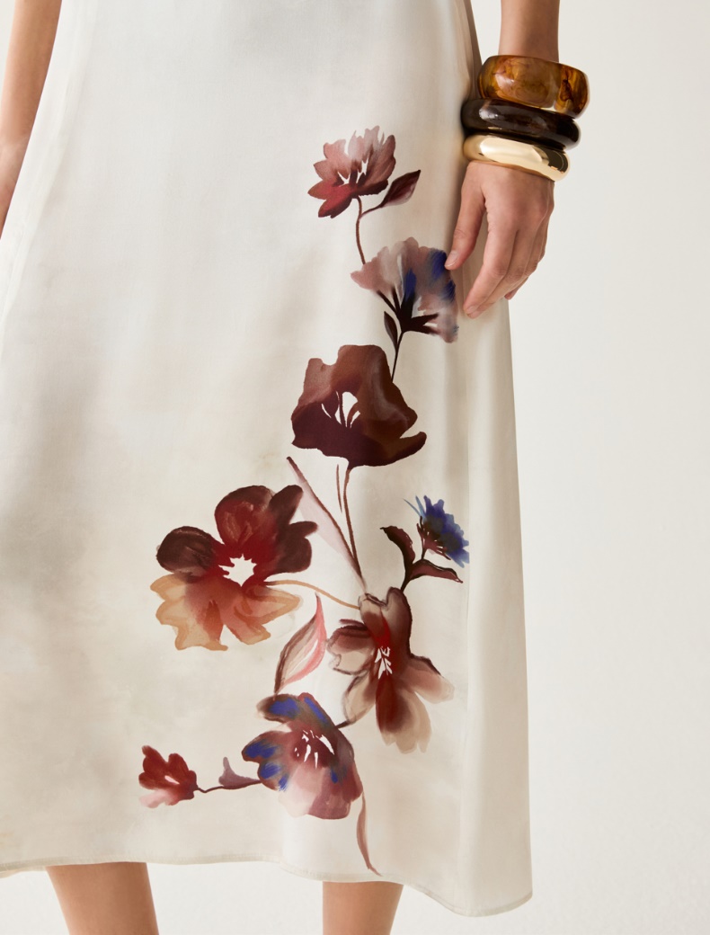 Floral-print satin midi skirt - CARDINAL - pennyblack