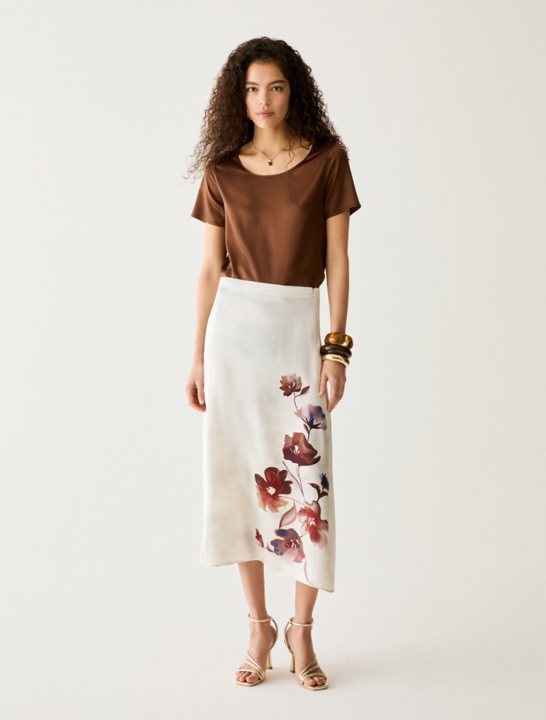Floral-print satin midi skirt - CARDINAL - pennyblack