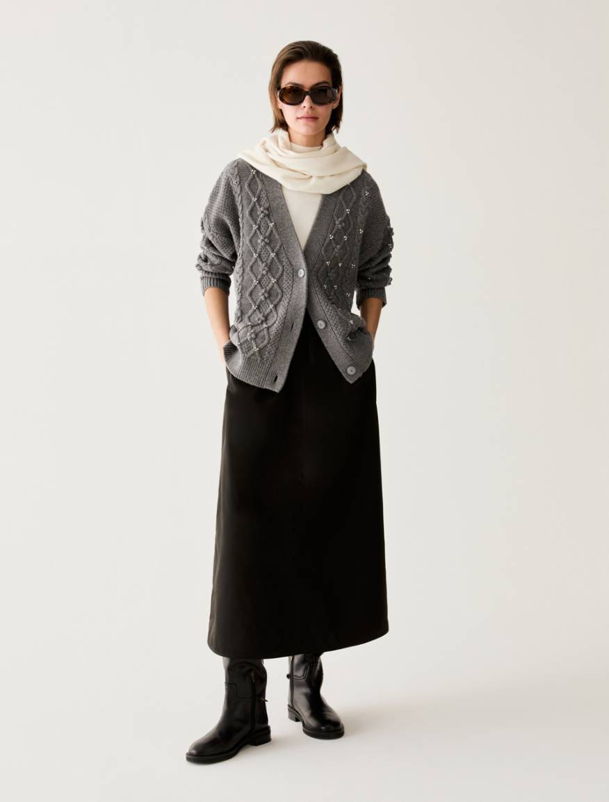 Technical gabardine midi skirt - BLACK - Pennyblack - 5