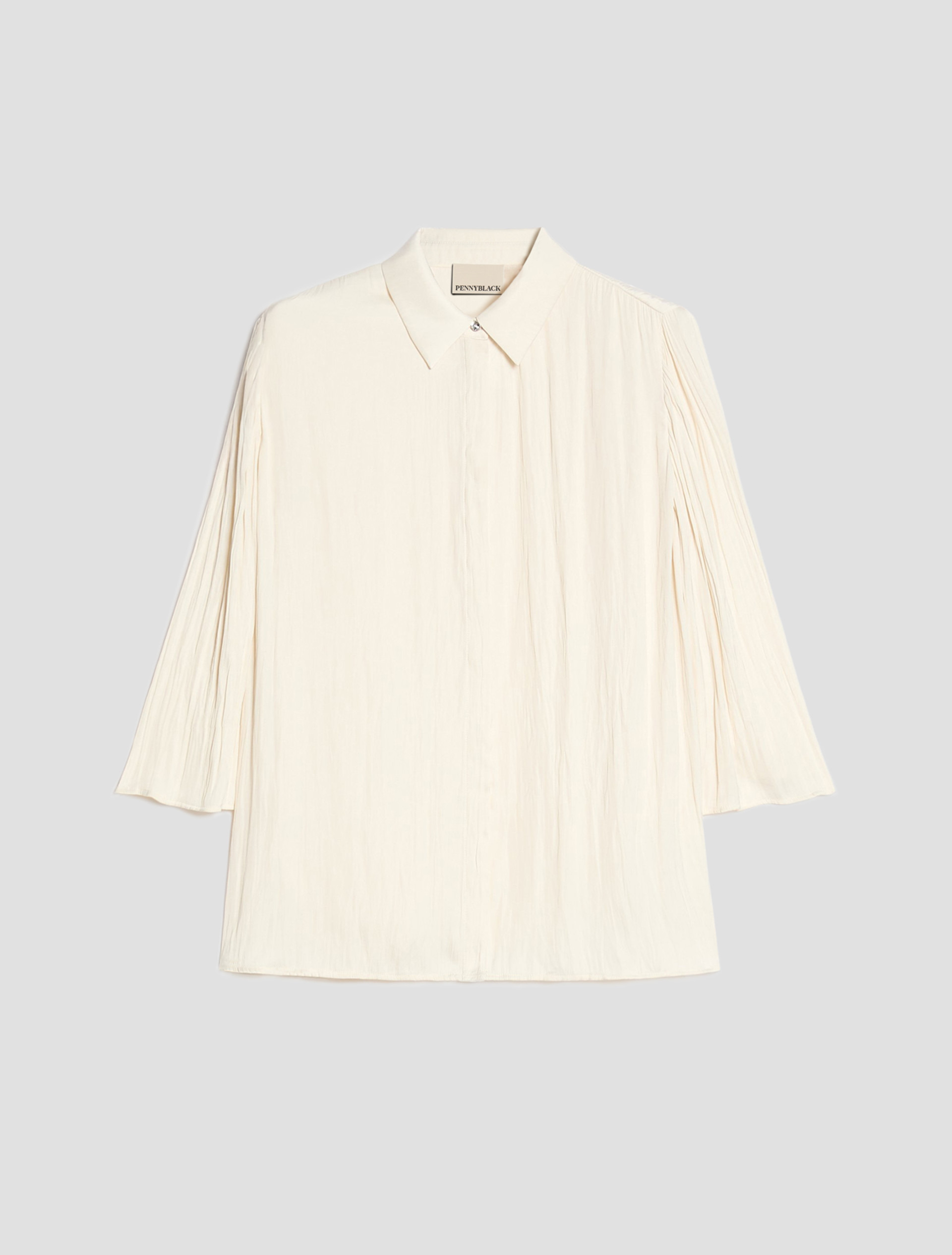 Crinkle Satin Shirt - WHITE - Pennyblack - 2