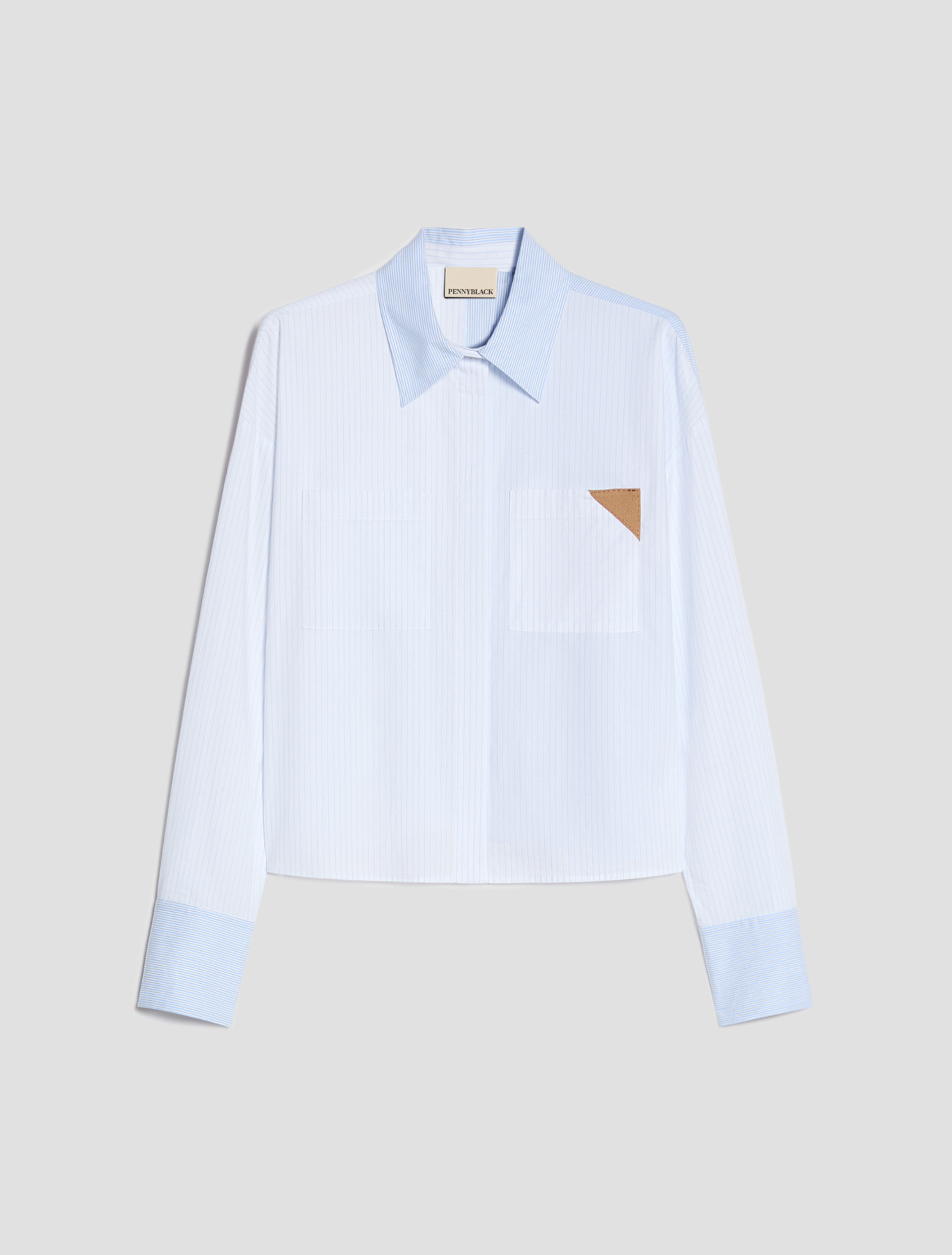 Camicia boxy fit a mix di righe - AZZURRO - Pennyblack - 2