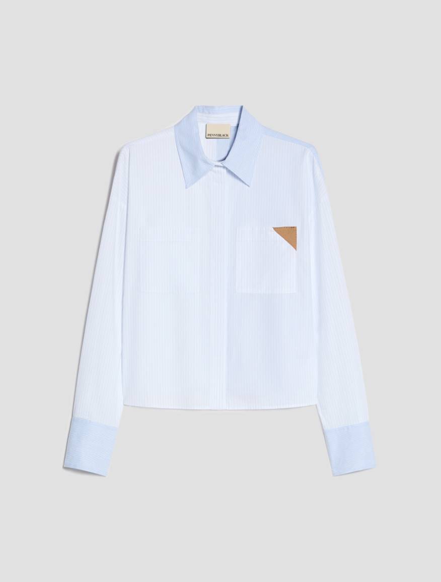 Camicia boxy fit a mix di righe - AZZURRO - Pennyblack - 2