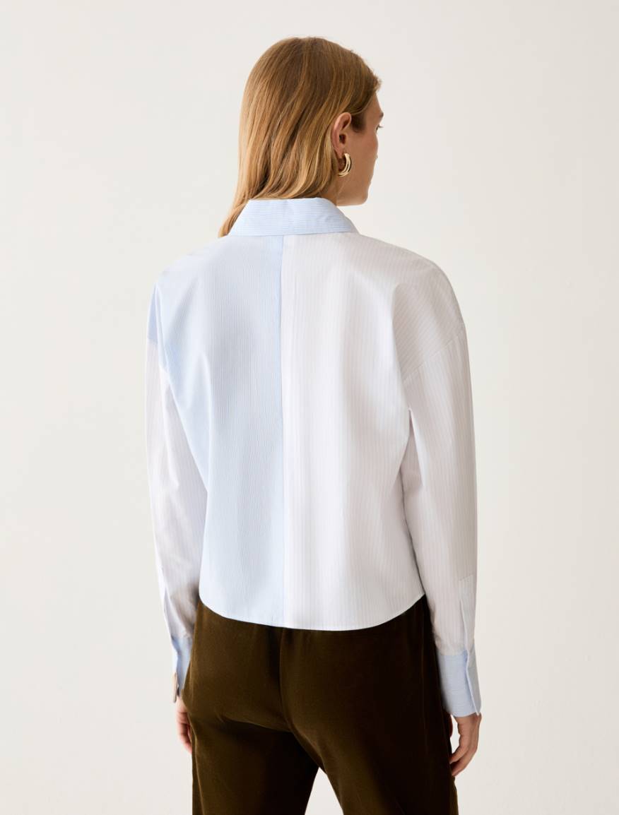 Camicia boxy fit a mix di righe - AZZURRO - Pennyblack - 3