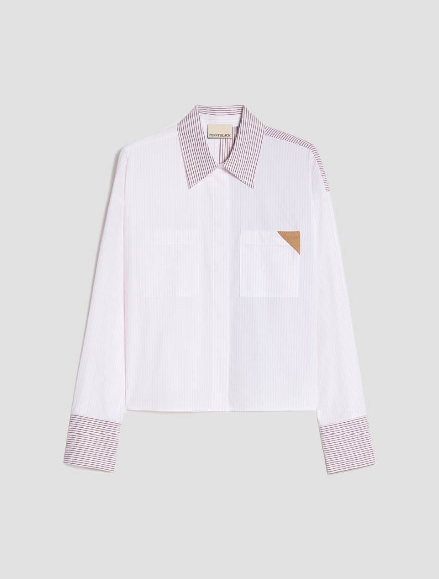 Camicia boxy fit a mix di righe - ROSA - Pennyblack - 2
