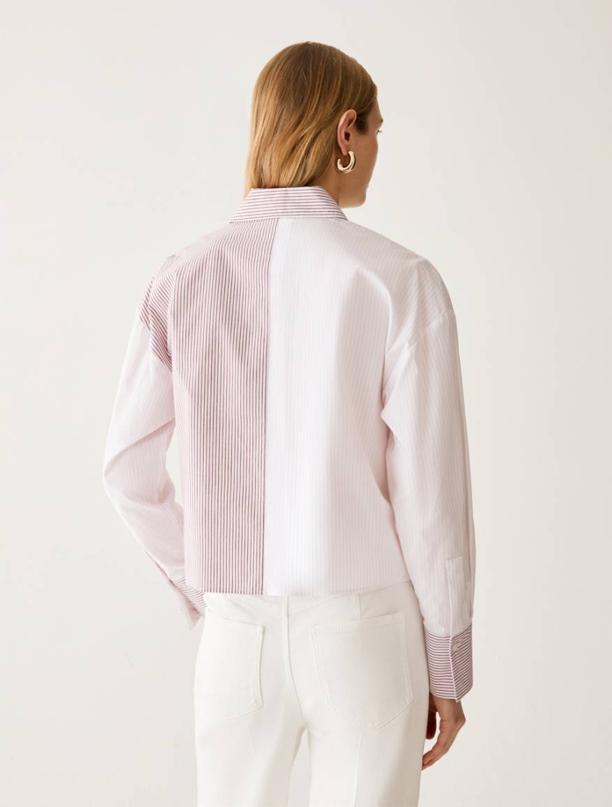 Camicia boxy fit a mix di righe - ROSA - Pennyblack - 3
