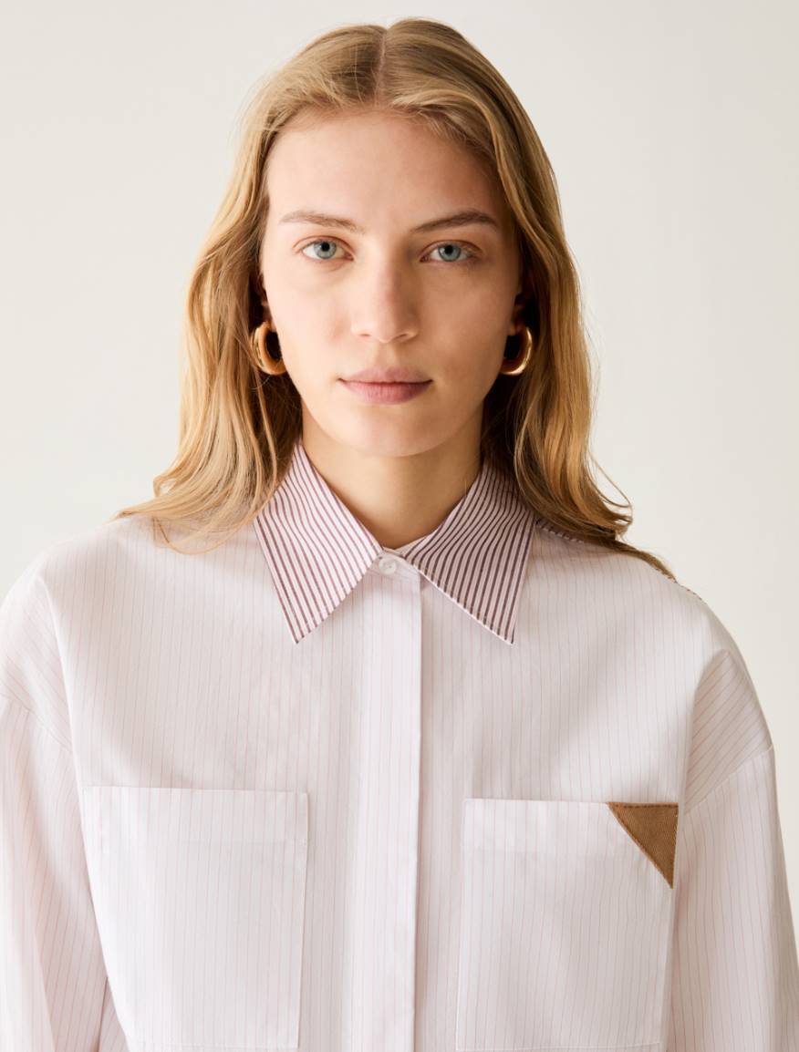 Camicia boxy fit a mix di righe - ROSA - Pennyblack - 4