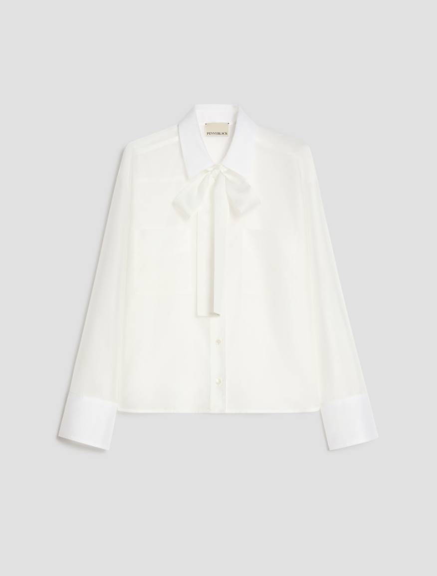 Boxy-cut organza shirt - WHITE - Pennyblack - 2