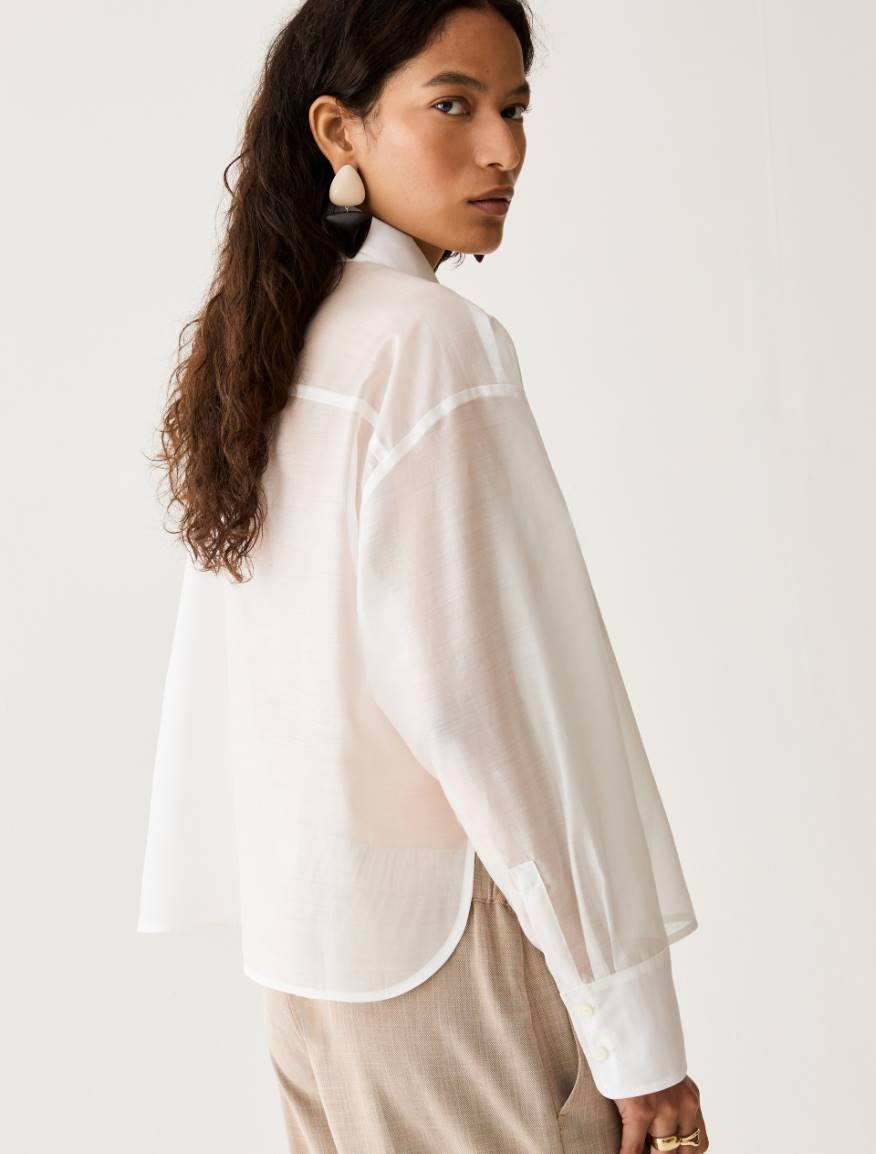 Boxy-cut organza shirt - WHITE - Pennyblack - 5