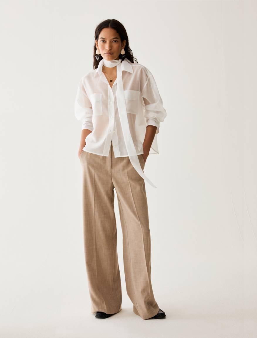 Boxy-cut organza shirt - WHITE - Pennyblack - 6