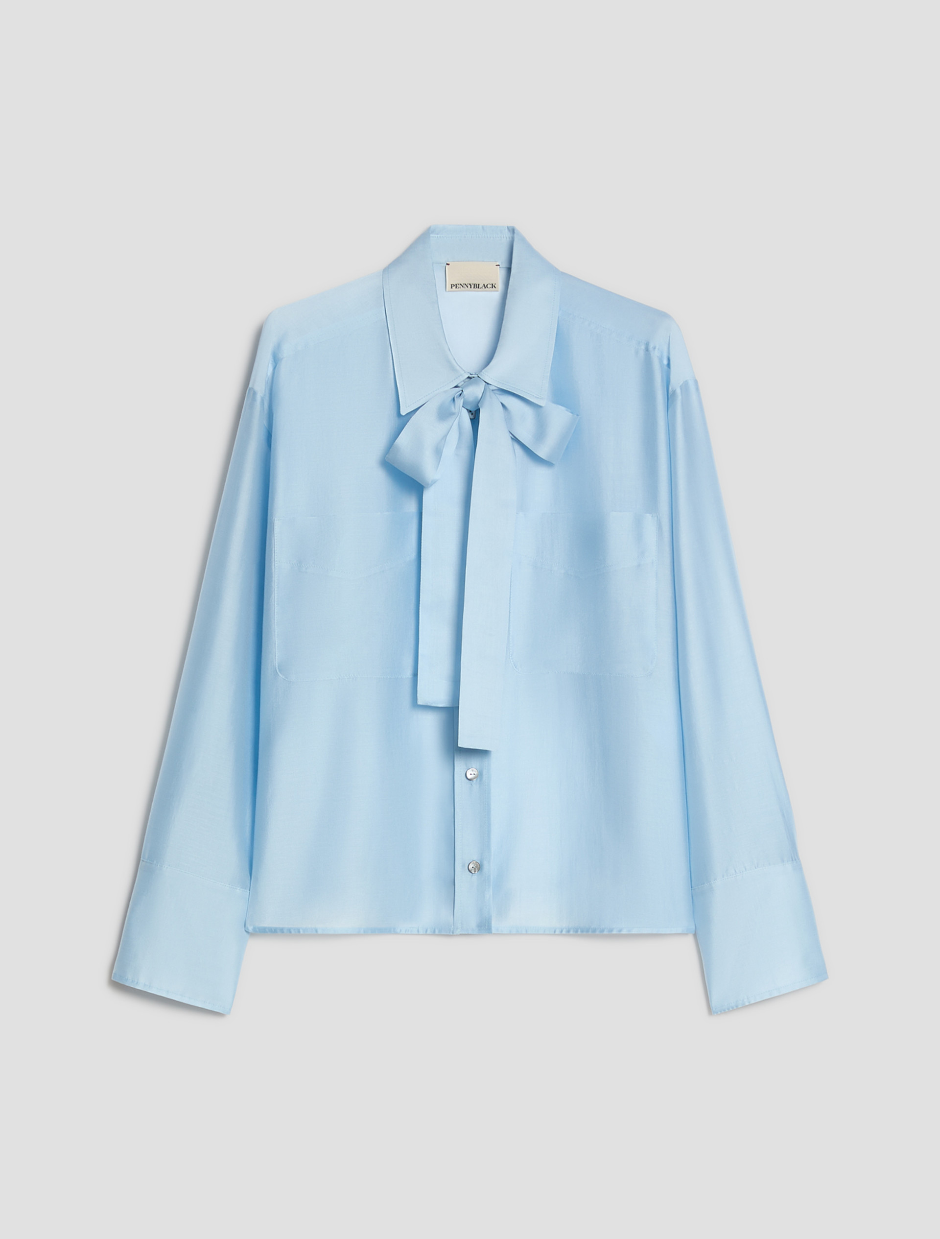 Boxy-cut organza shirt - LIGHT BLUE - Pennyblack - 2