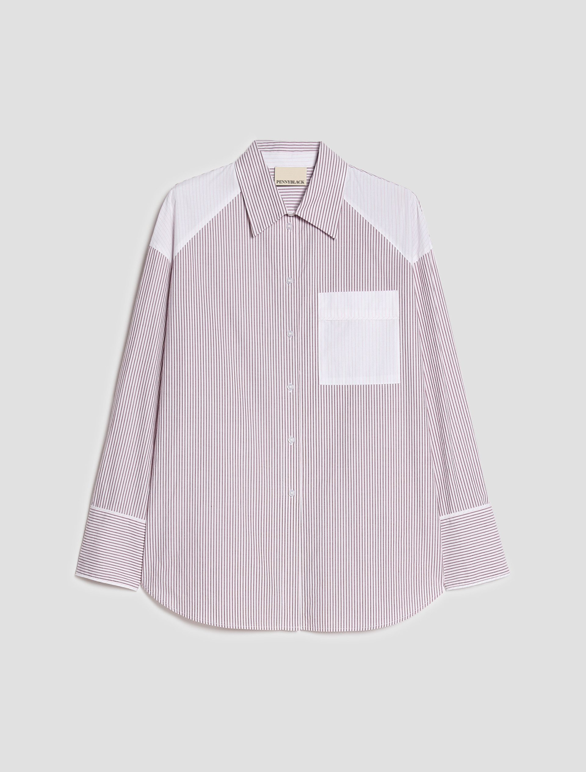Oversized mixed-stripe shirt - BORDEAUX - Pennyblack - 2