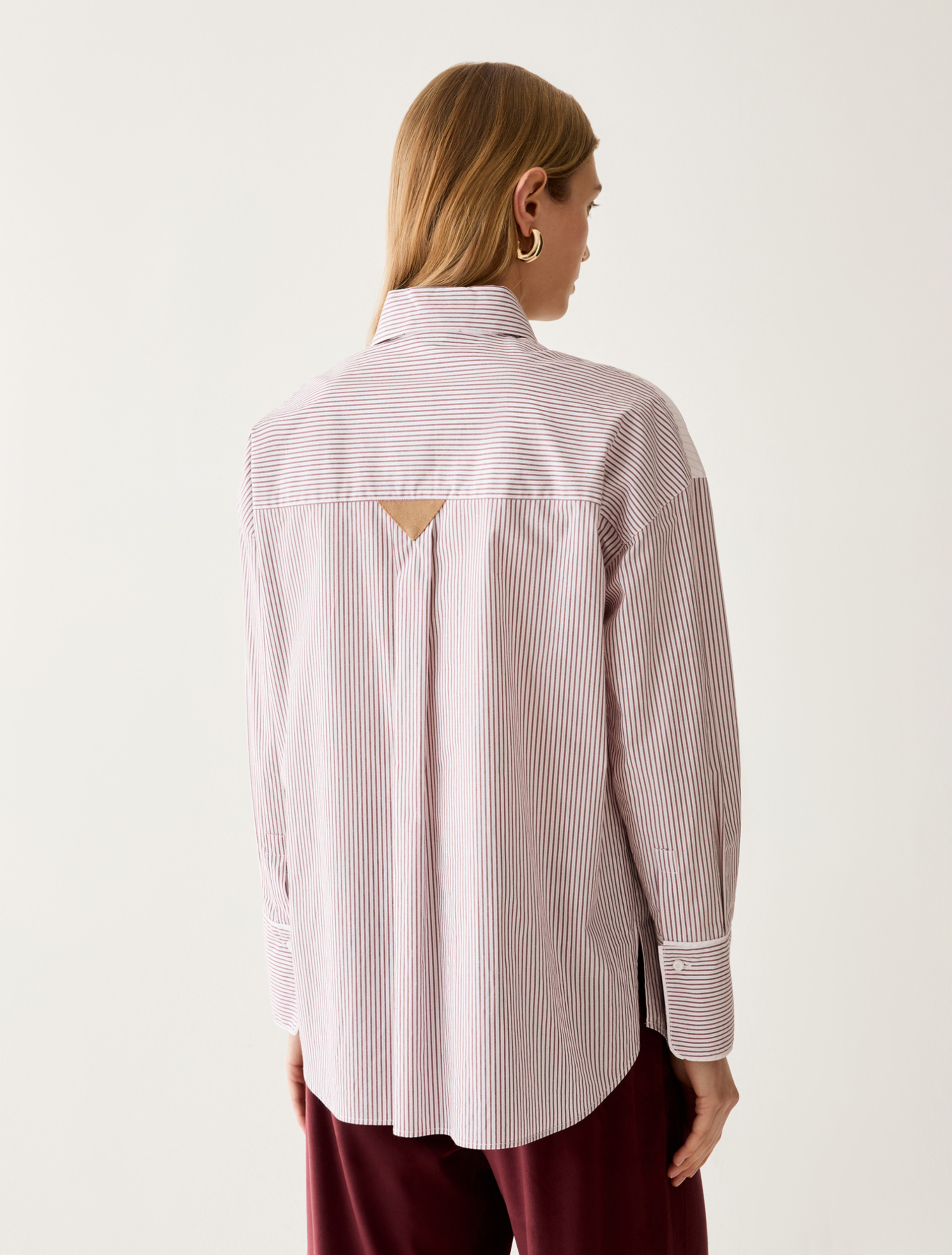 Oversized mixed-stripe shirt - BORDEAUX - Pennyblack - 3