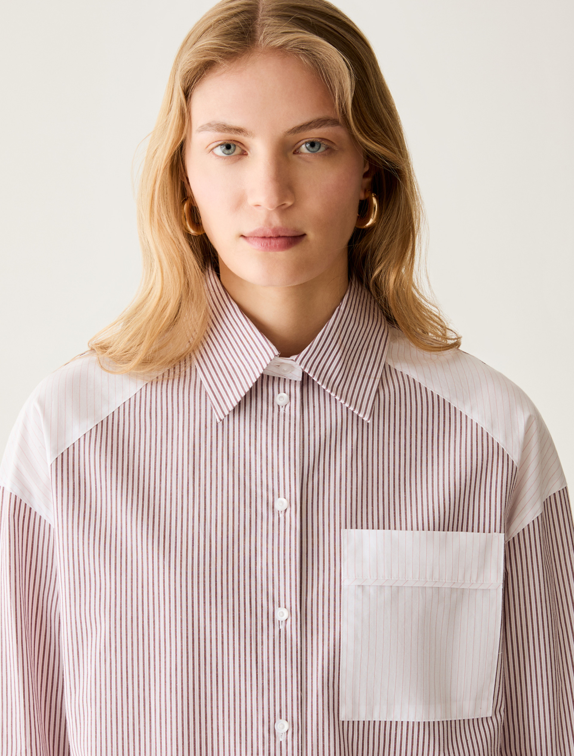 Oversized mixed-stripe shirt - BORDEAUX - Pennyblack - 4