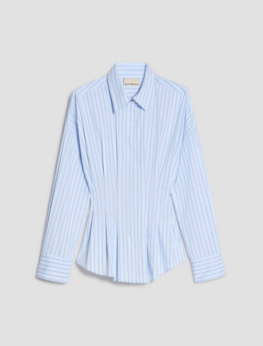 Cut-and-flare poplin shirt - LIGHT BLUE - Pennyblack - 2