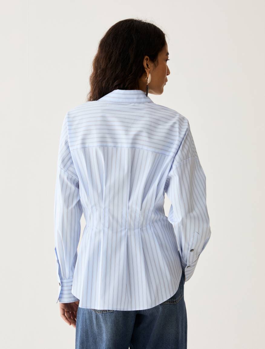 Cut-and-flare poplin shirt - LIGHT BLUE - Pennyblack - 3