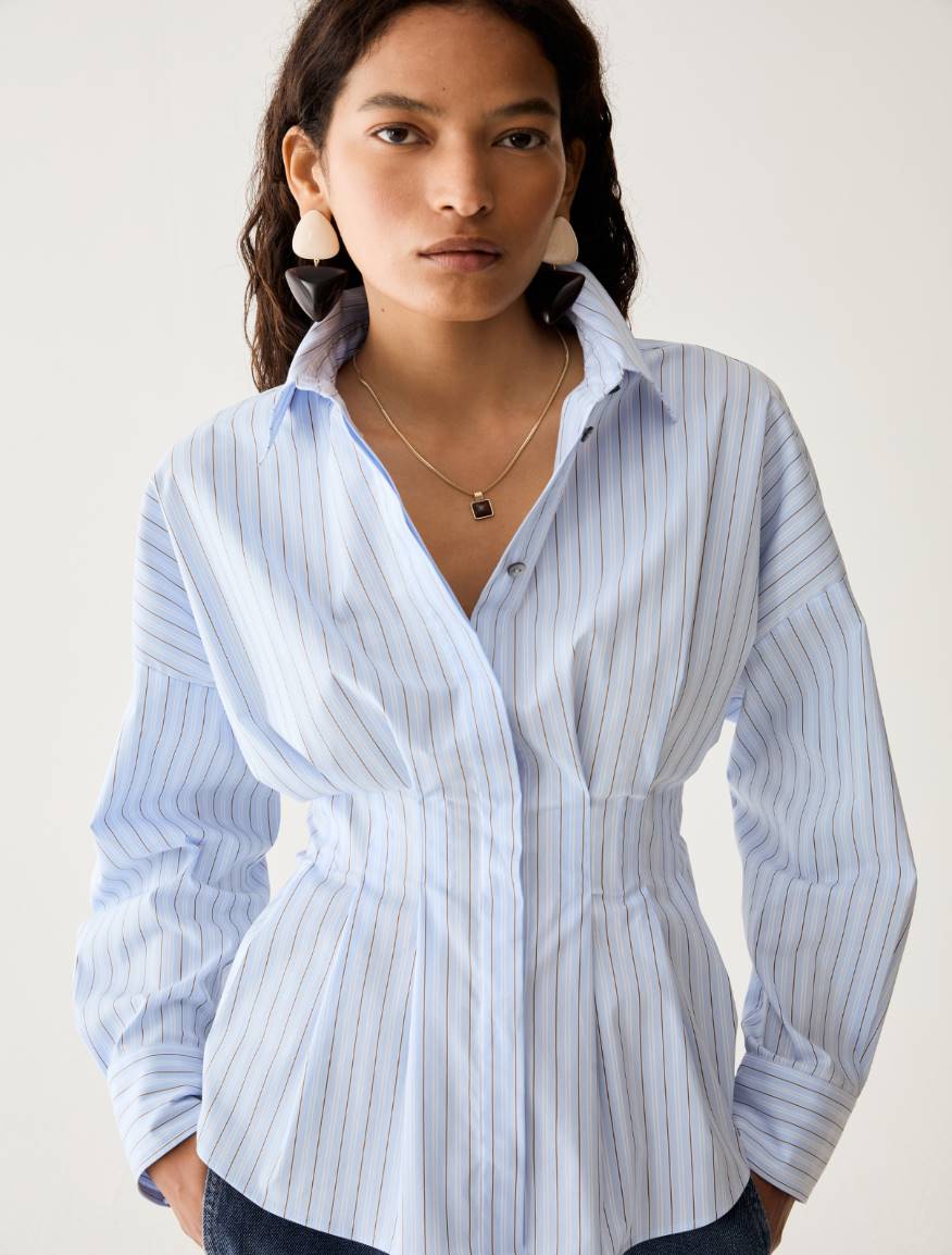 Cut-and-flare poplin shirt - LIGHT BLUE - Pennyblack - 4