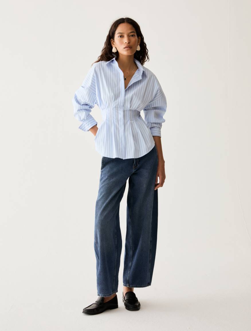 Cut-and-flare poplin shirt - LIGHT BLUE - Pennyblack - 5