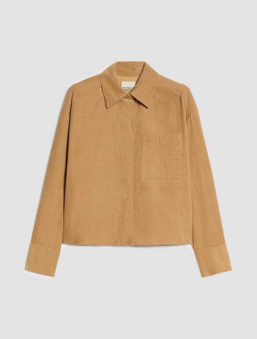 Cropped corduroy shirt - CAMEL - Pennyblack - 2