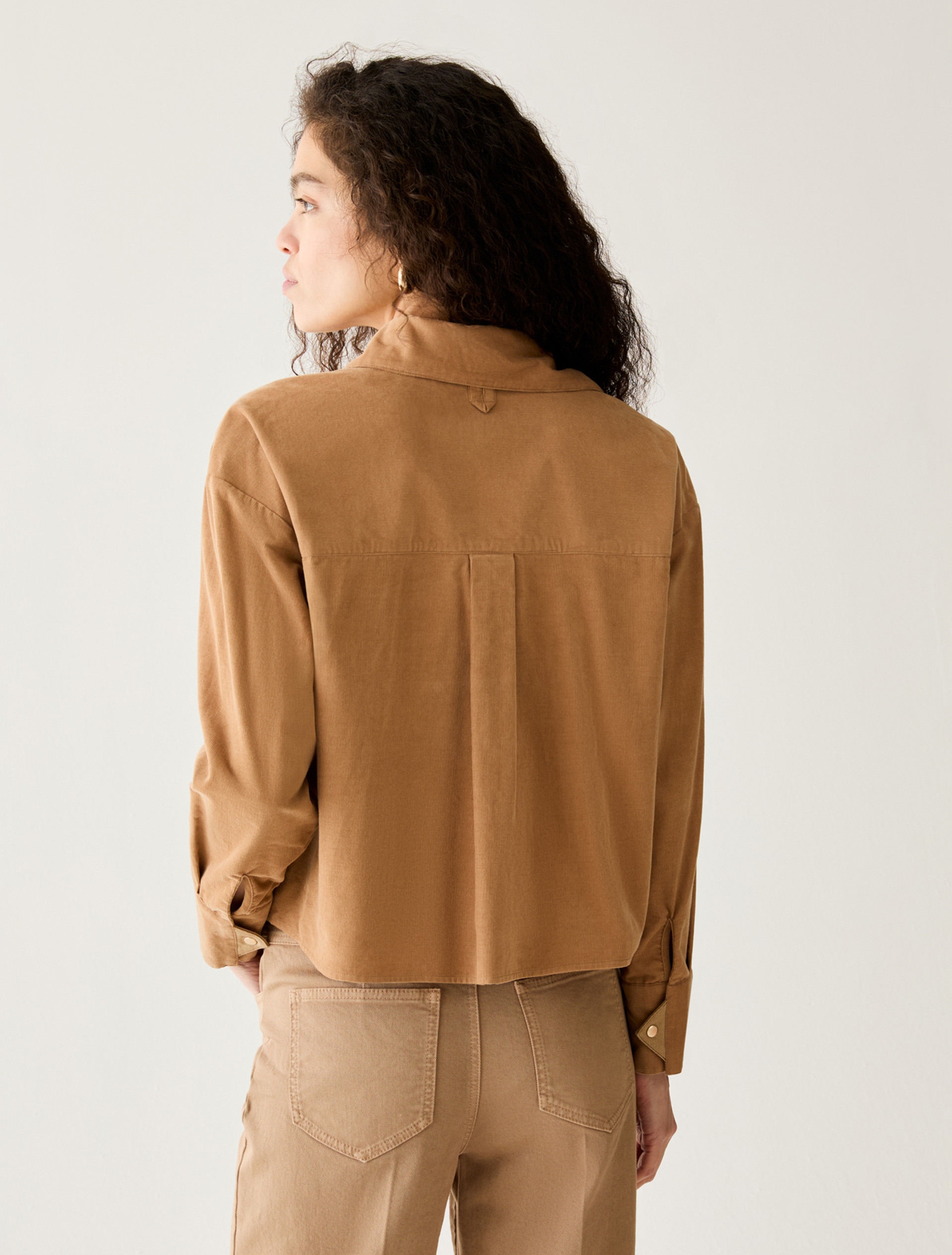Cropped corduroy shirt - CAMEL - Pennyblack - 3
