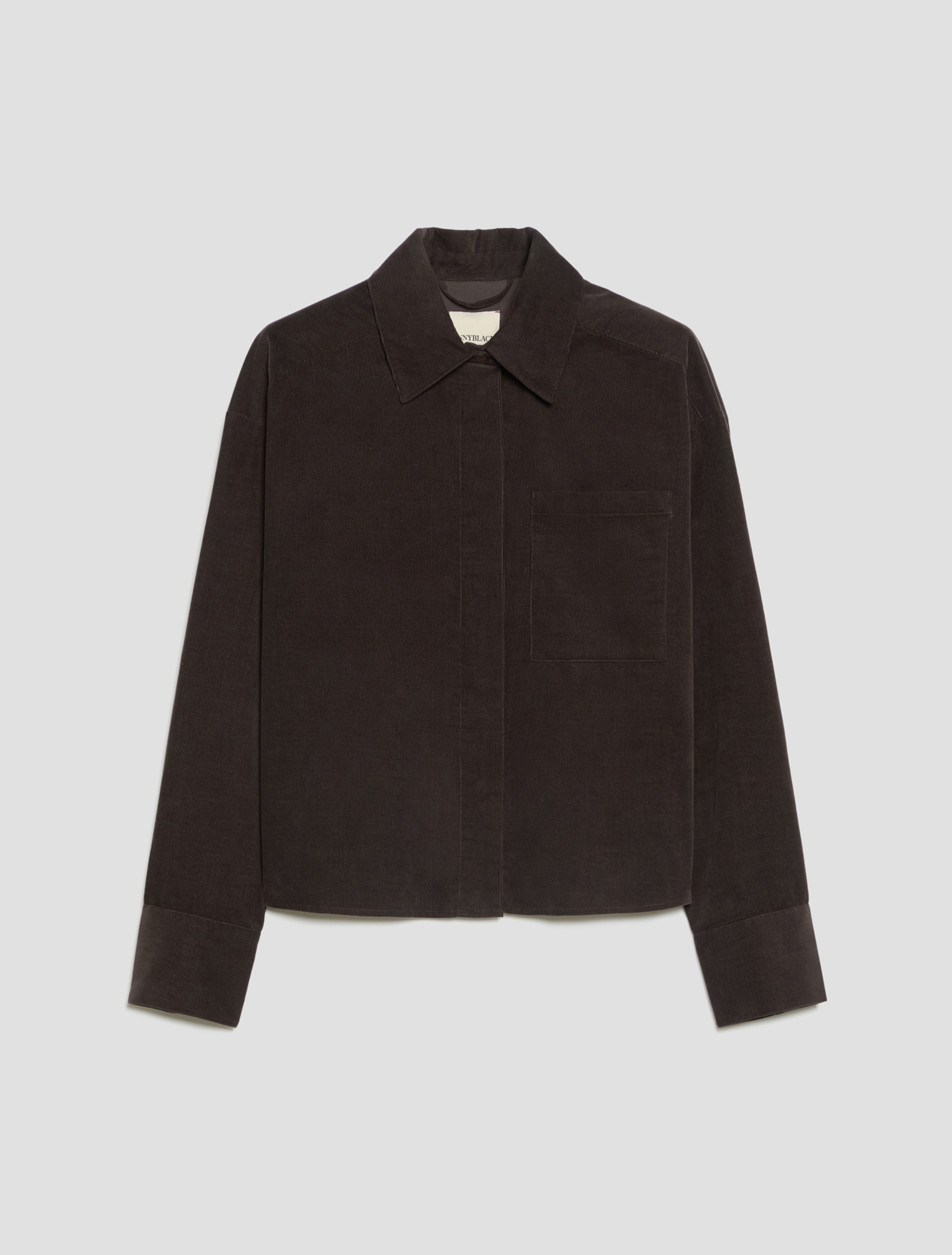 Cropped corduroy shirt - DARK BOWN - Pennyblack - 2