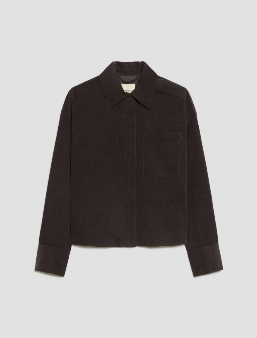 Cropped corduroy shirt - DARK BOWN - Pennyblack - 2