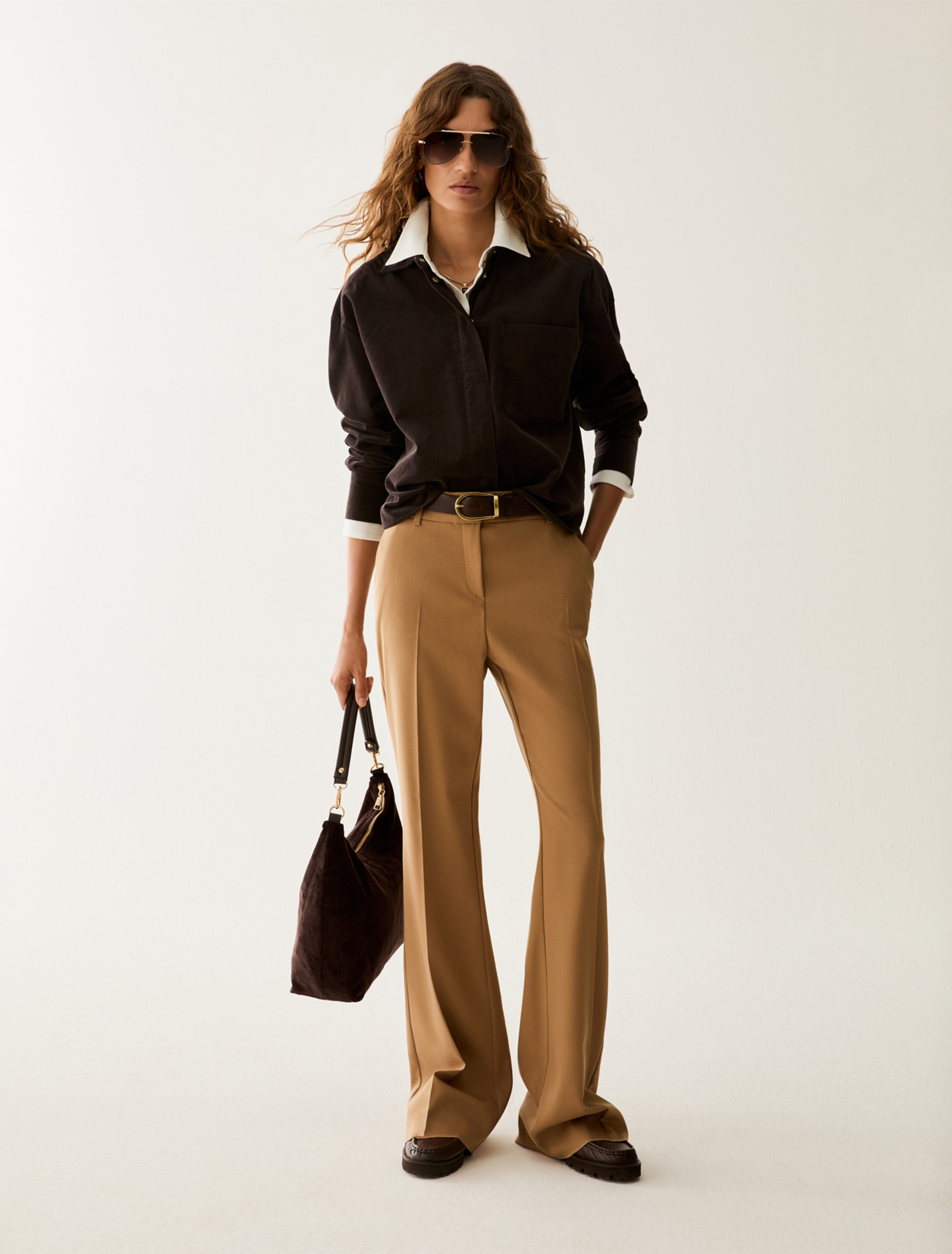 Cropped corduroy shirt - DARK BOWN - Pennyblack - 5