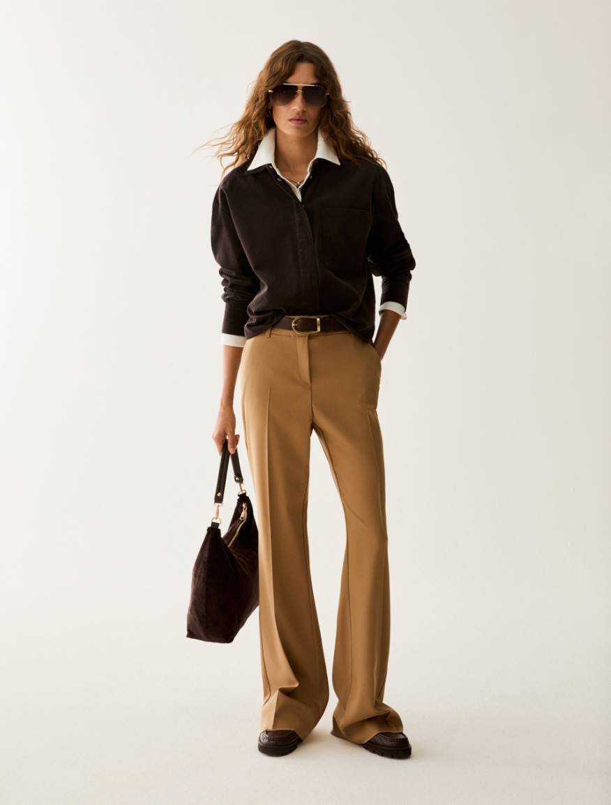 Cropped corduroy shirt - DARK BOWN - Pennyblack - 5