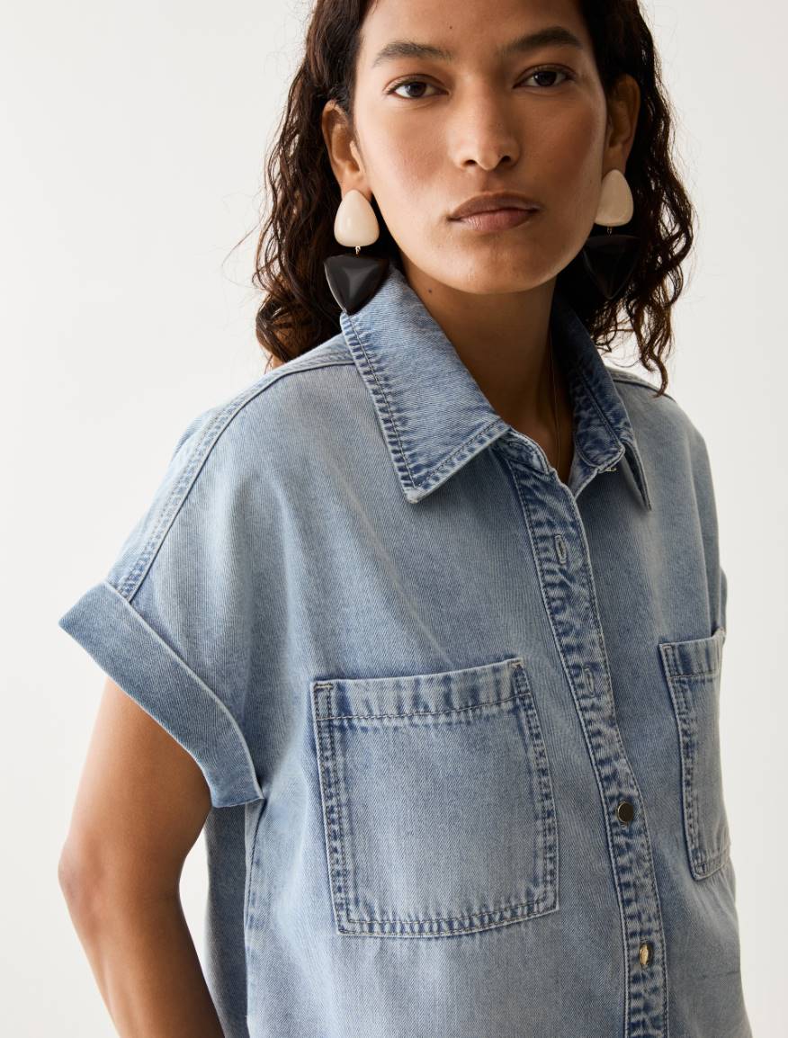 Lightweight denim shirt - DUST BLUE - Pennyblack - 4