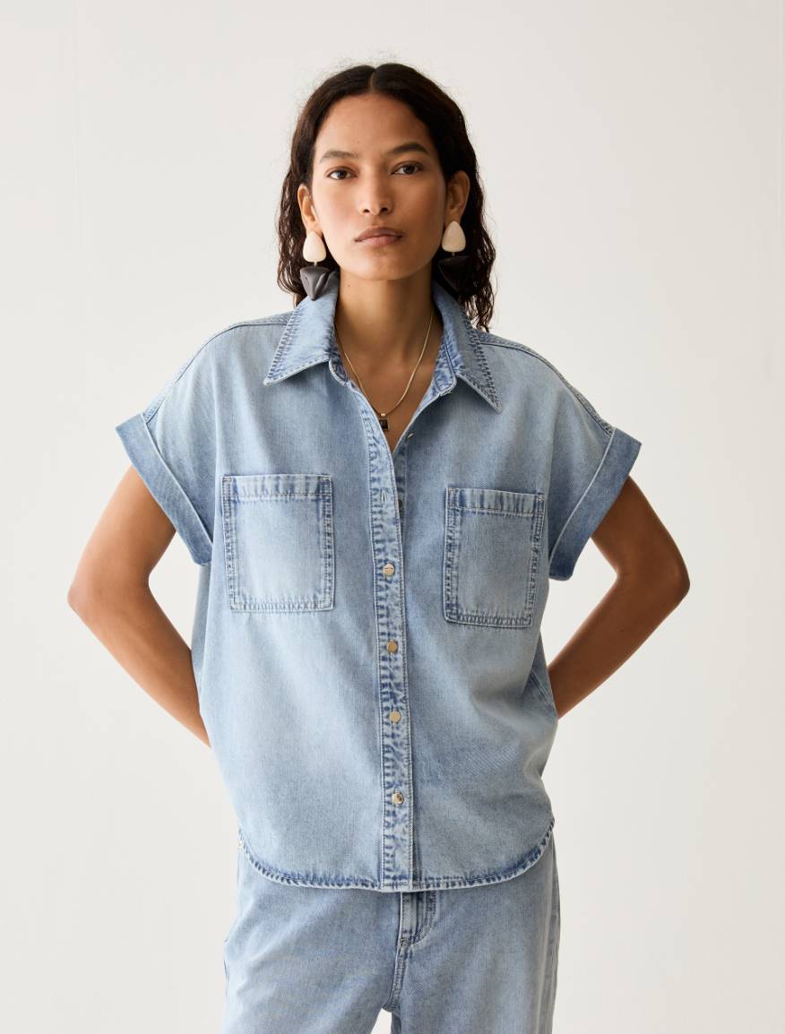 Lightweight denim shirt - DUST BLUE - Pennyblack