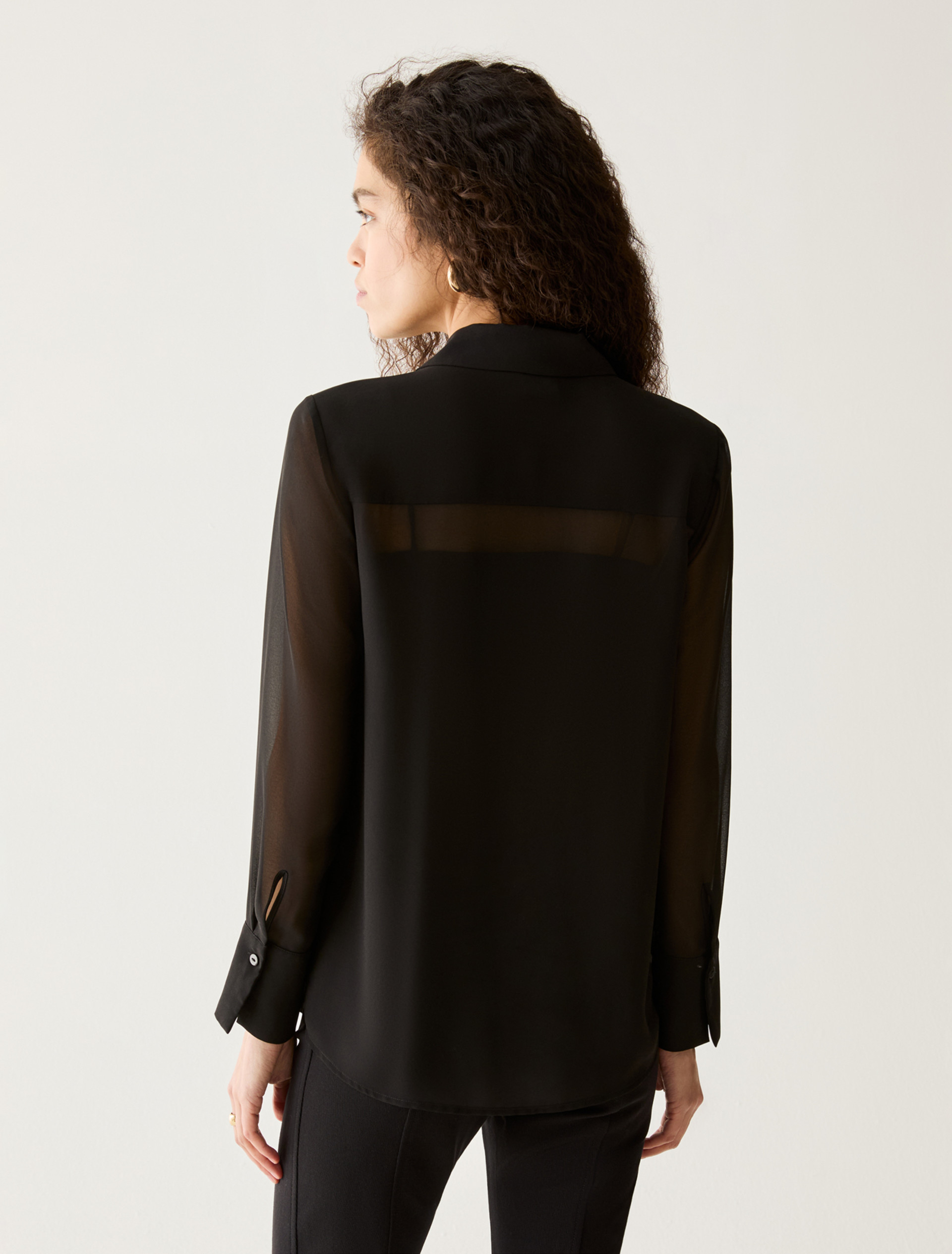 Sequinned Plastron Shirt - BLACK - Pennyblack - 3
