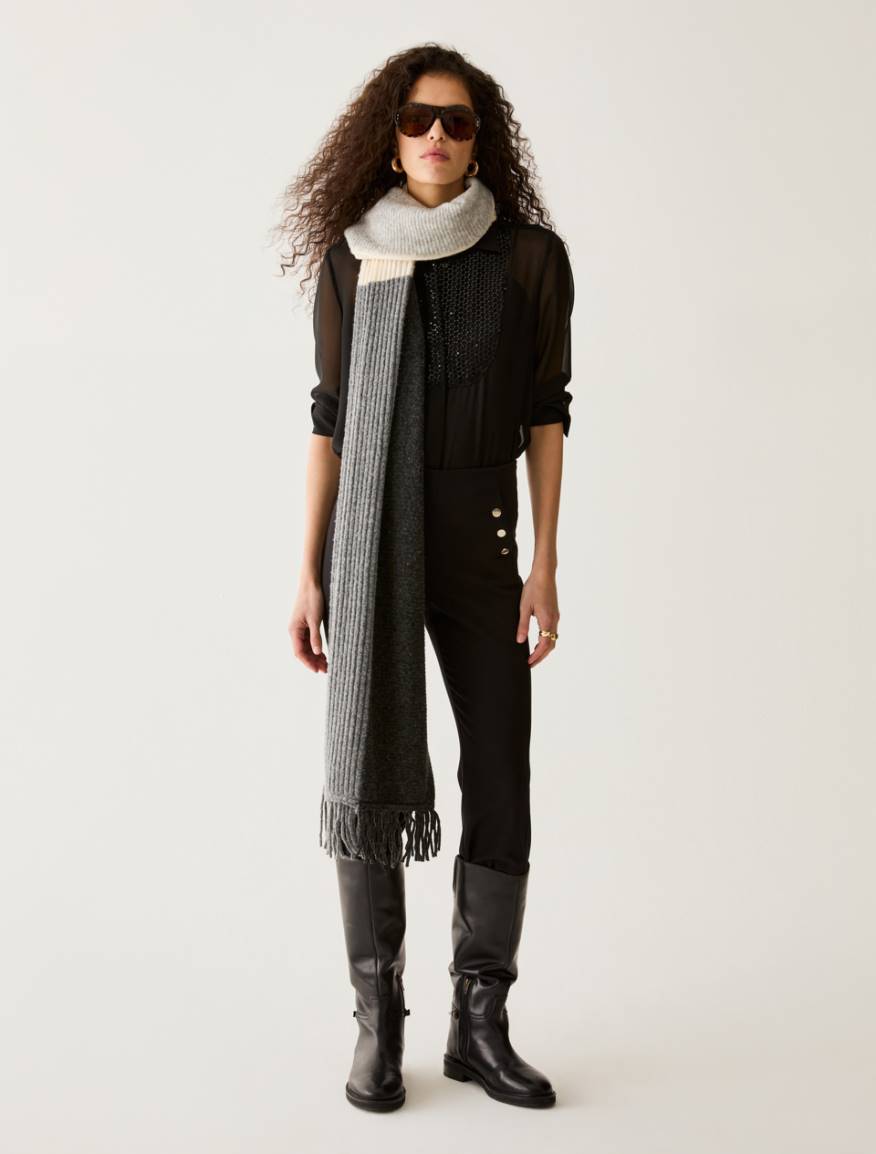 Sequinned Plastron Shirt - BLACK - Pennyblack - 5