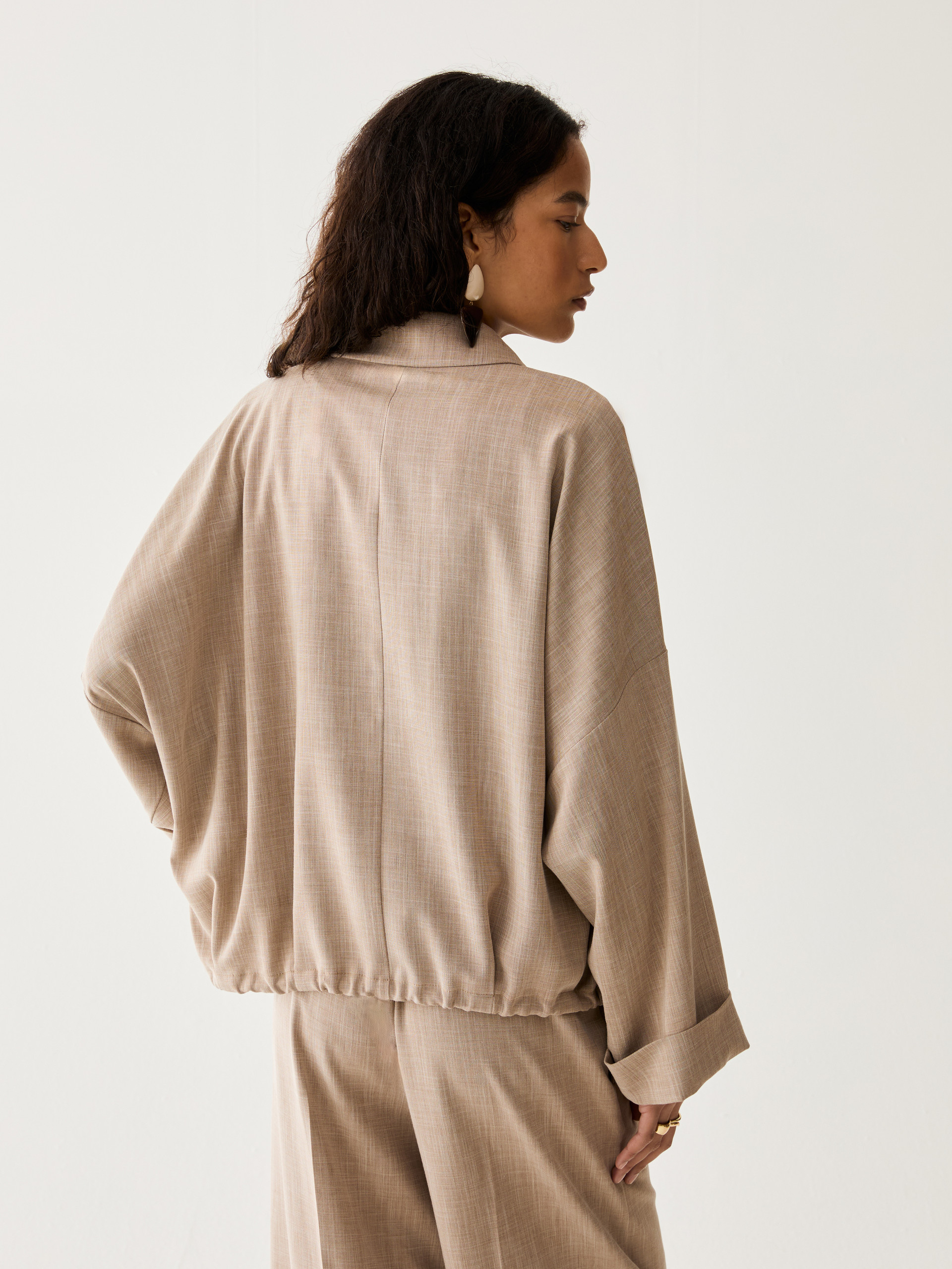 Mélange fabric overshirt - BEIGE - Pennyblack - 3
