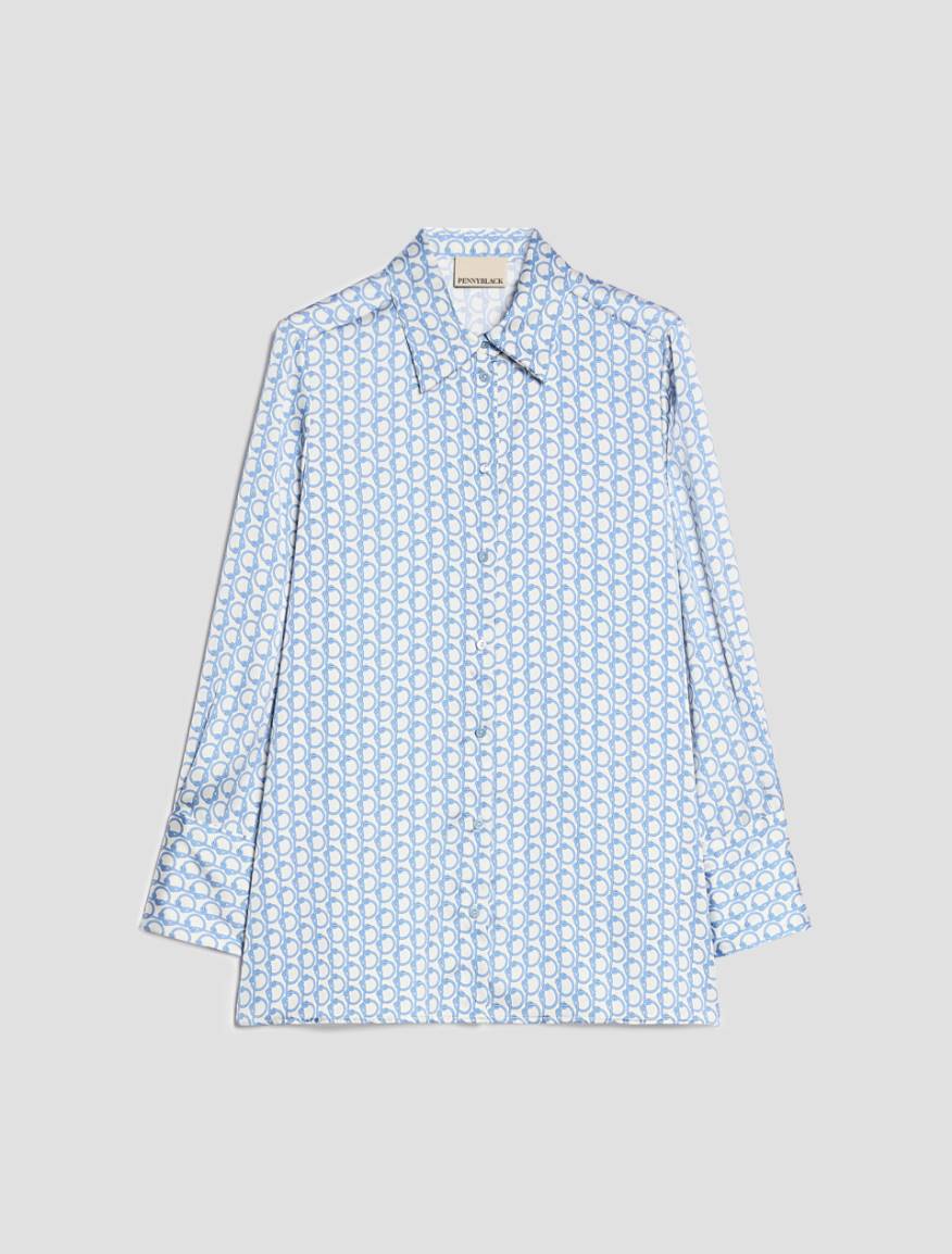 Patterned satin shirt - WHITE - Pennyblack - 2