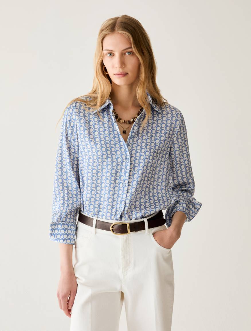 Patterned satin shirt - WHITE - Pennyblack