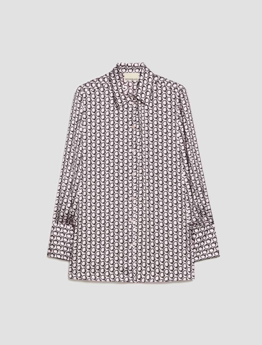 Patterned satin shirt - PINK - Pennyblack - 2