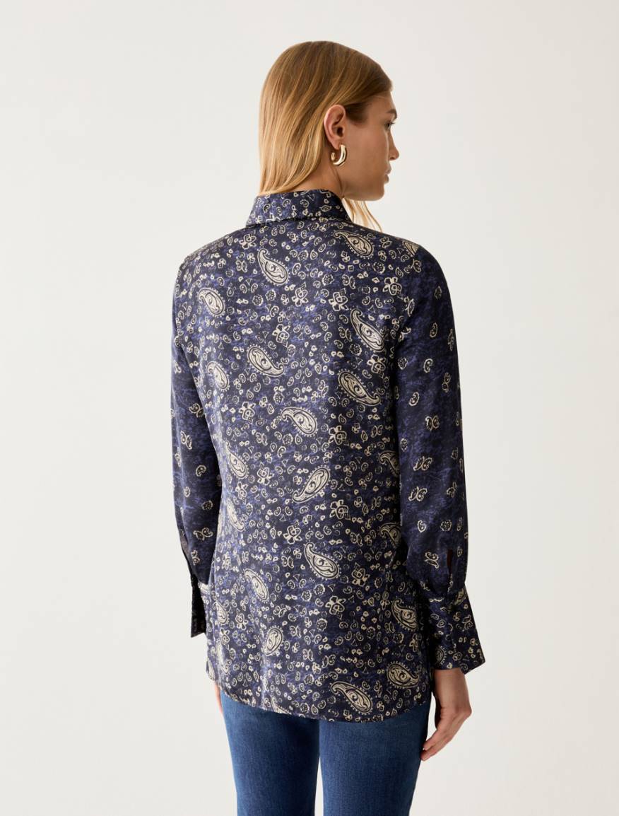 Patterned satin shirt - NAVY - Pennyblack - 3