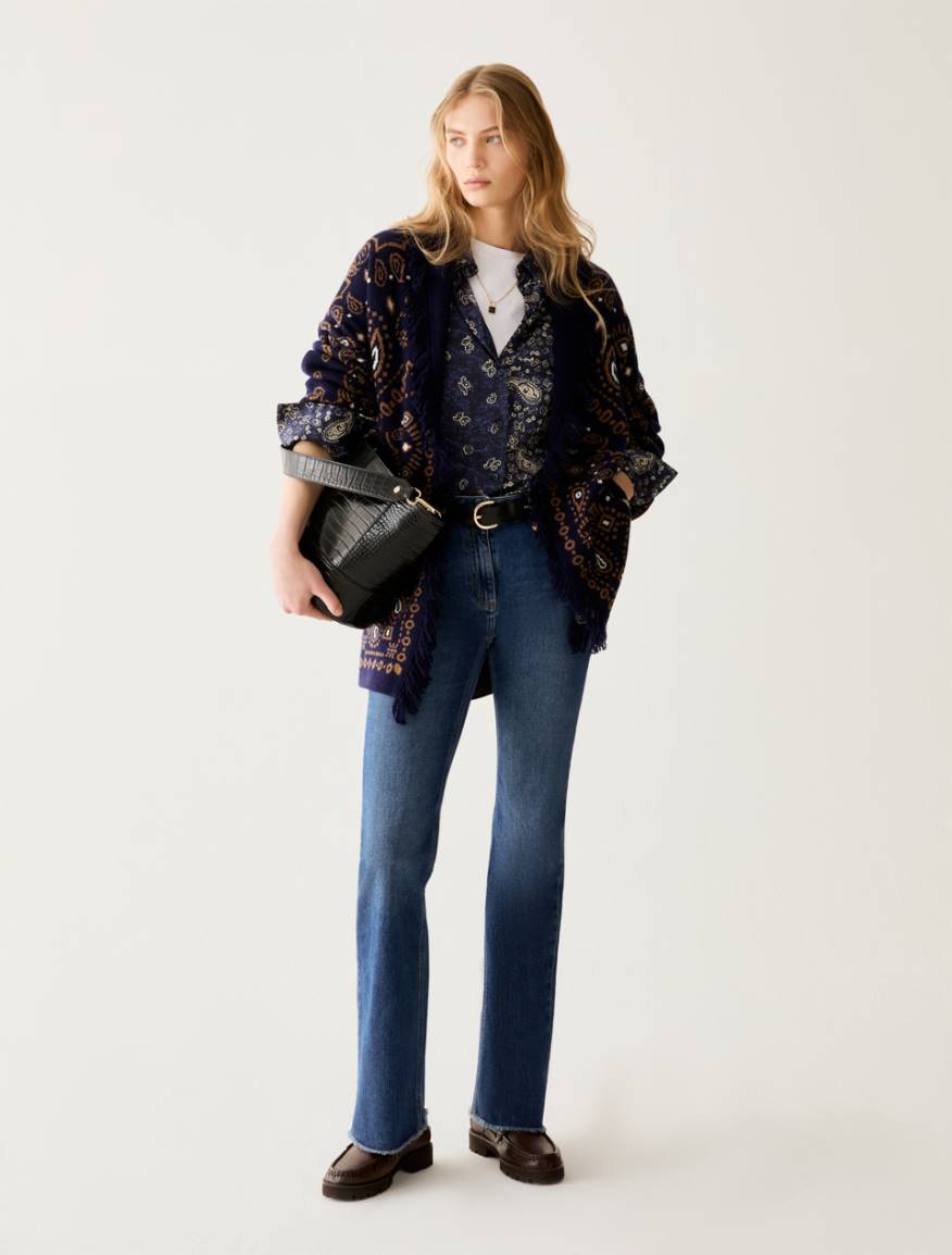 Patterned satin shirt - NAVY - Pennyblack - 5