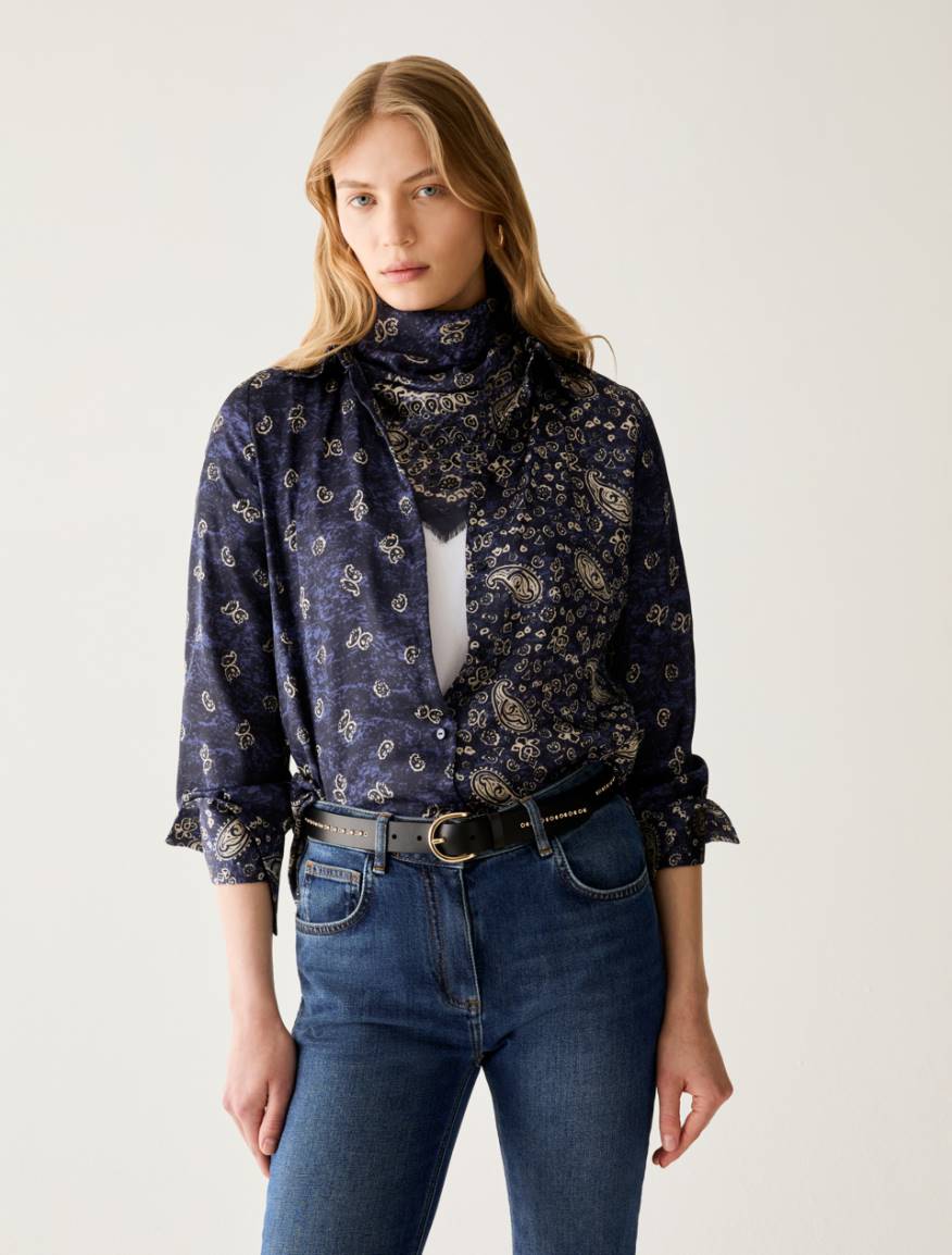 Patterned satin shirt - NAVY - Pennyblack