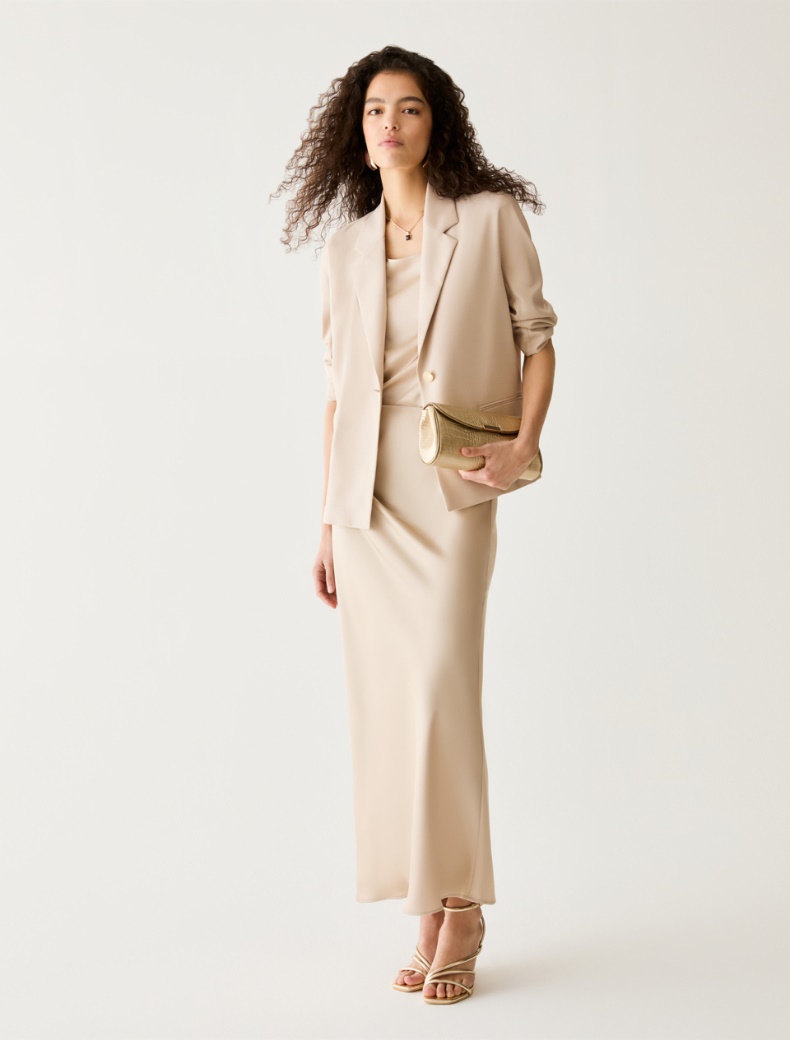 Stretch silk satin T-shirt - ALMOND - pennyblack