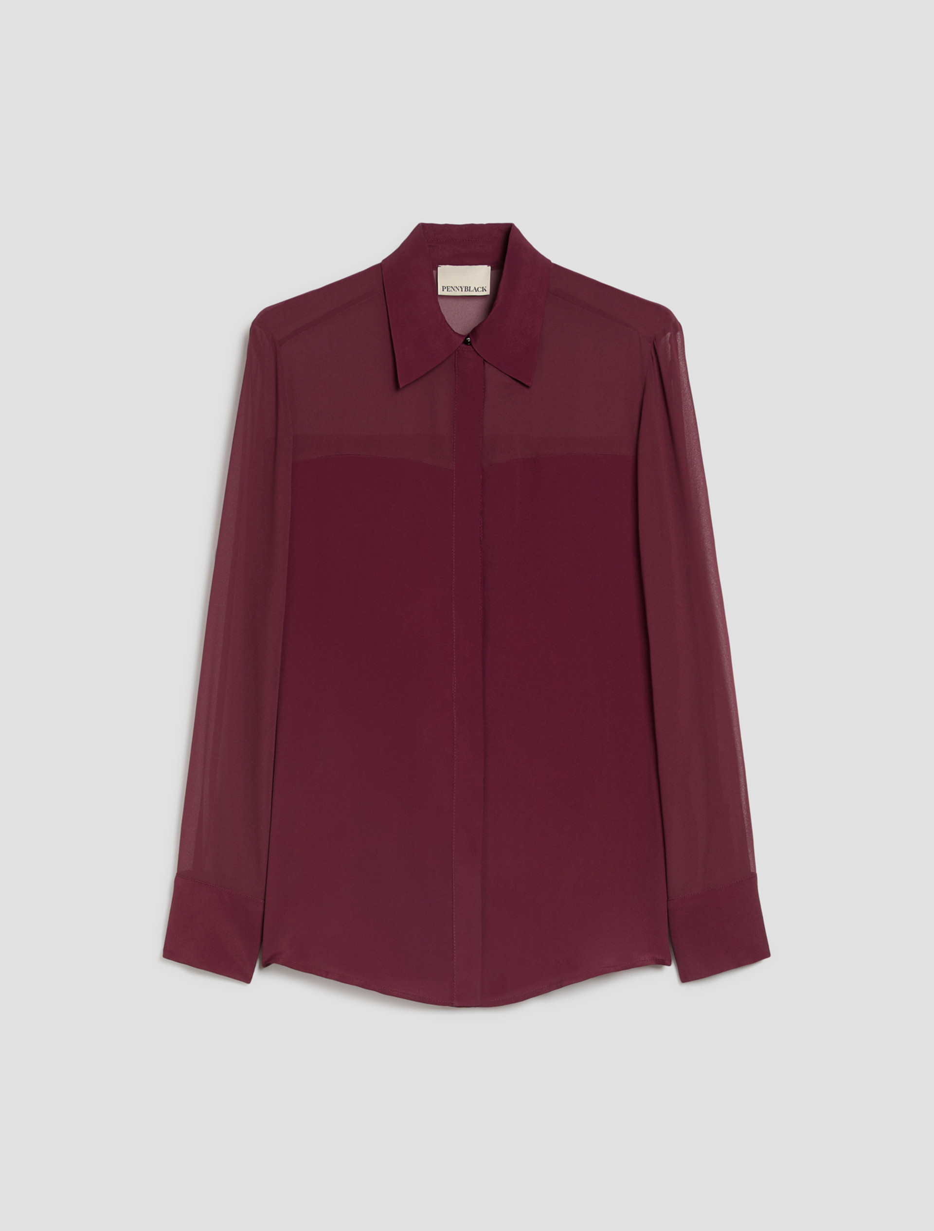 Mixed-material shirt - BORDEAUX - Pennyblack - 2