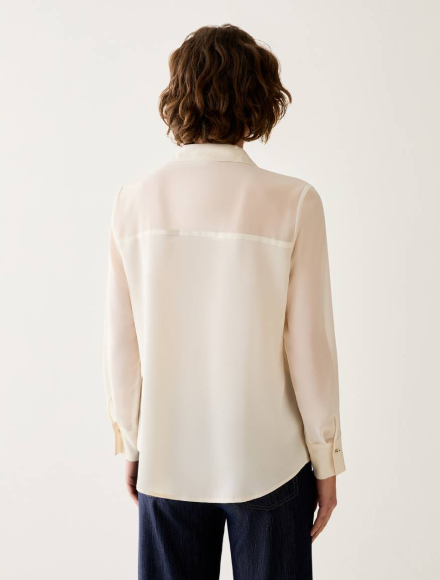 Mixed-material shirt - IVORY - Pennyblack - 3