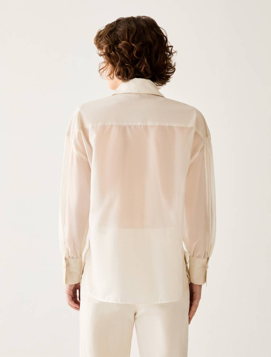Voile and taffeta shirt - IVORY - Pennyblack - 3
