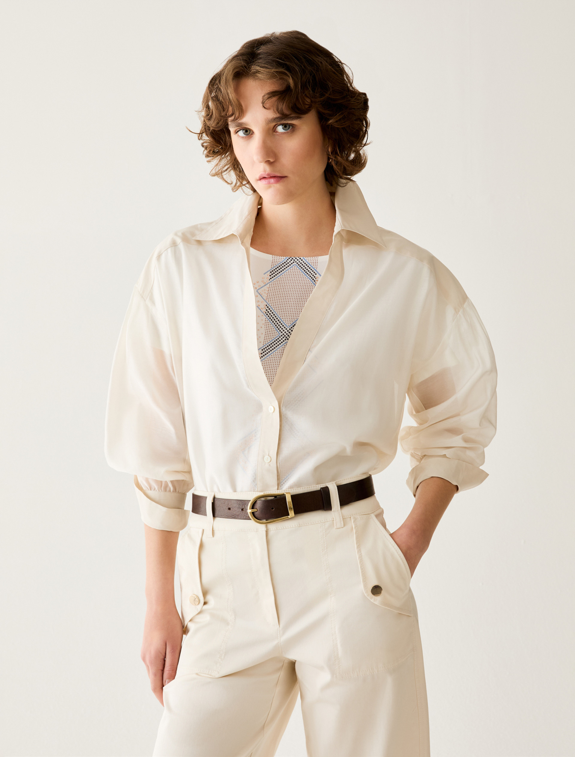 Voile and taffeta shirt - IVORY - pennyblack