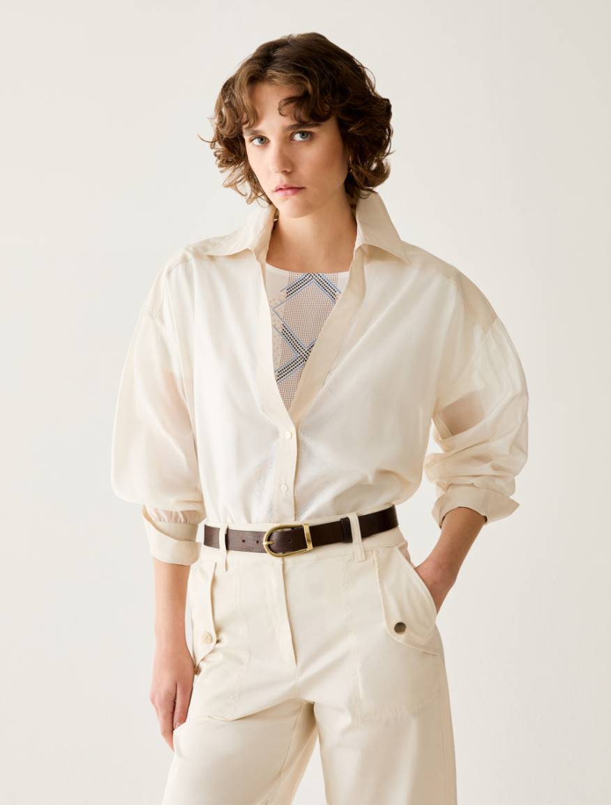Voile and taffeta shirt - IVORY - Pennyblack